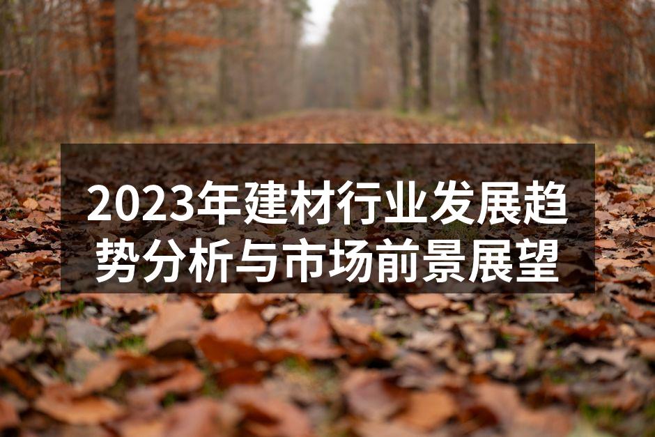 2023年建材行业发展趋势分析与市场前景展望